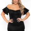 Dresses * | Curvy Sense Plus Size Amika Ruffle Hem Dress Black