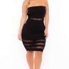 Dresses * | Curvy Sense Plus Size Zeze Netted Tube Dress Little Styles Black