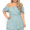 Dresses * | Curvy Sense New Arrivals Plus Size Floral Sienna Swiss Dot Dress Turquoise