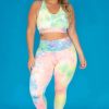 Sets * | Zenana Plus Size Terri Tie Dye Legging Set New Arrivals Neon Green