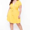 Dresses * | Curvy Sense Dresses Plus Size Lucy Flare Dress Yellow