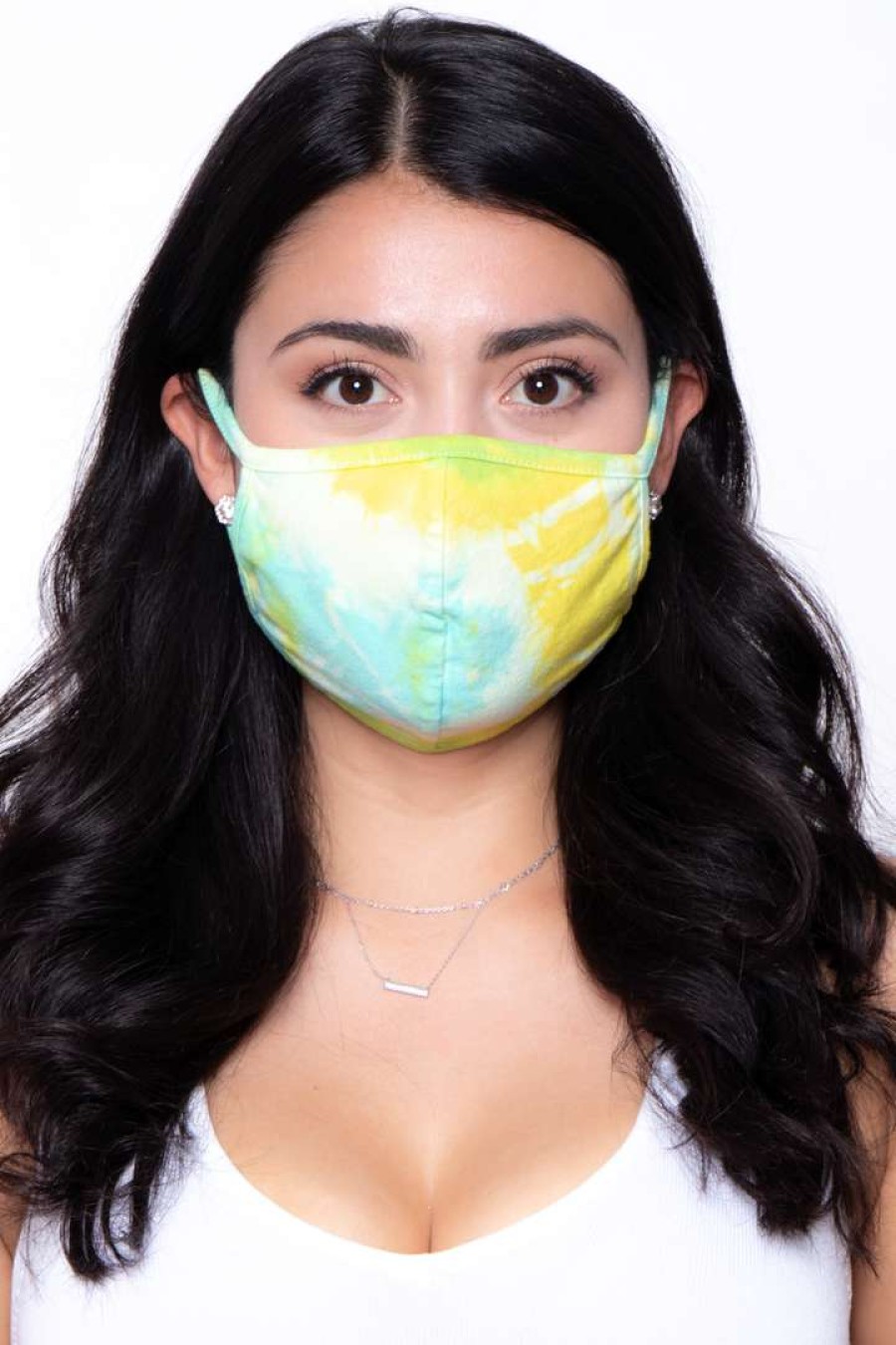 Accessories * | Curvy Sense Washable & Reusable Hand Tie-Dyed Face Mask Yellow