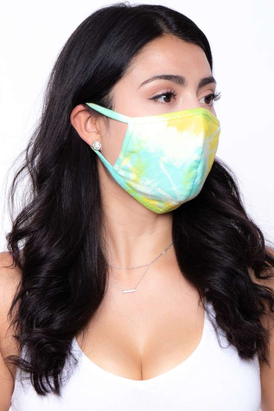 Accessories * | Curvy Sense Washable & Reusable Hand Tie-Dyed Face Mask Yellow