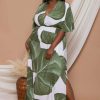 Dresses * | Ricarica Plus Size Kalea Tropical Maxi Dress Green