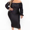 Dresses * | Curvy Sense Plus Size Off The Shoulder Midi Dress Party Shop Black