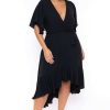 Dresses * | Bluebell Back In Stock Plus Size Tati Surplice Ruffle Dress Black