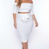 Sets * | Curvy Sense Matching Sets Plus Size Off The Shoulder Matching Set Ivory