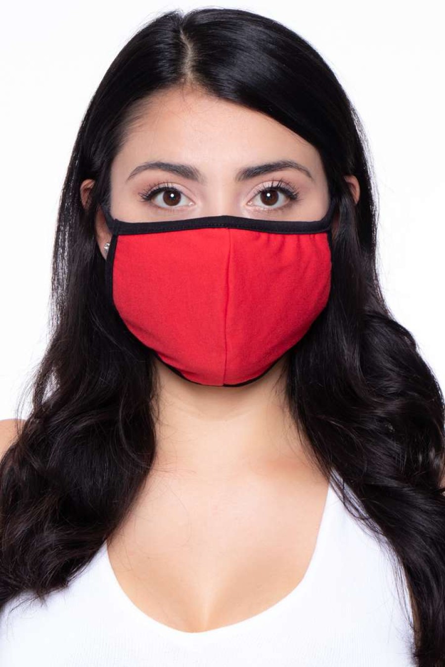 Accessories * | Curvy Sense Washable Face Mask With A Filter Pocket-Adult- 1 Mask + 20 Filters Red