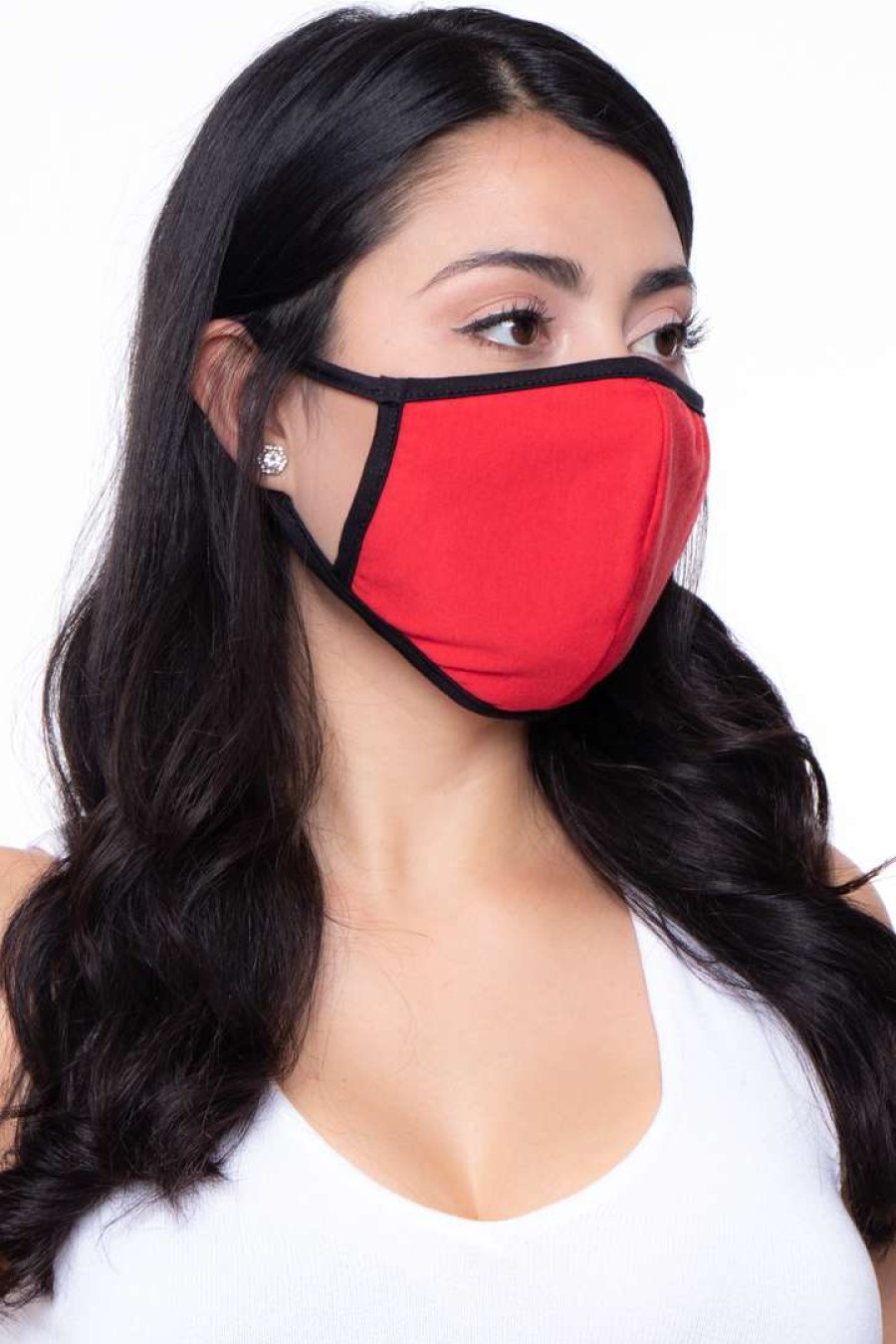 Accessories * | Curvy Sense Washable Face Mask With A Filter Pocket-Adult- 1 Mask + 20 Filters Red