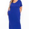 Dresses * | Zenana Plus Size Maxi T-Shirt Dress Bright Blue