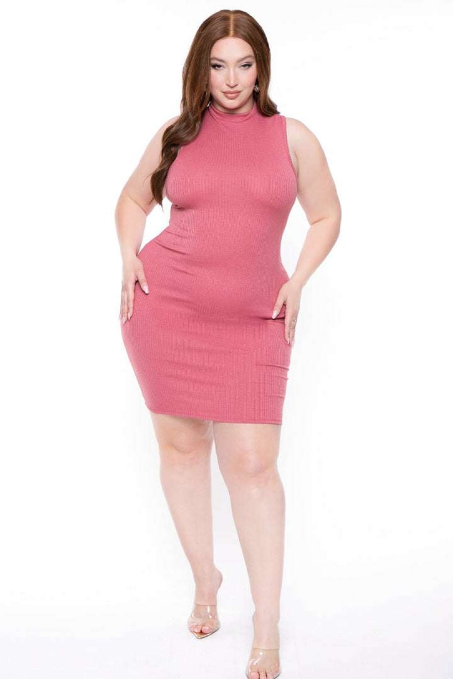 Dresses * | Curvy Sense Plus Size Maia Bodycon Dress Mauve