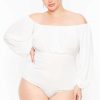 Tops * | Curvy Sense Plus Size Kalia Bodysuit White