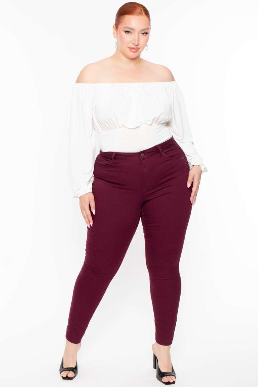 Tops * | Curvy Sense Plus Size Kalia Bodysuit White