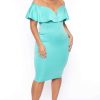 Dresses * | Curvy Sense Plus Size Evelyn Bodycon Dress Mint