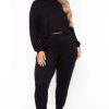 Sets * | Curvy Sense Plus Size Rachel Hoodie & Jogger Set Matching Sets Black