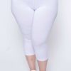 Bottoms * | Uni Active Mopas Plus Size High Waist Capri Leggings White