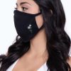 Accessories * | Curvy Sense Washable & Reusable Embroidered Face Mask Flower Face Masks Black