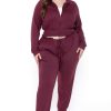 Sets * | Katy Usa Plus Size Jesse Matching Jogger Set Burgundy