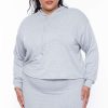 Sets * | Curvy Sense Plus Size Essential Cropped Hoodie Heather Grey