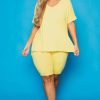 Sets * | Zenana Plus Size Lexa Tee And Biker Short Set New Arrivals Yellow