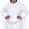 Sets * | Curvy Sense Essential Mix Plus Size Essential Cropped Hoodie Ivory