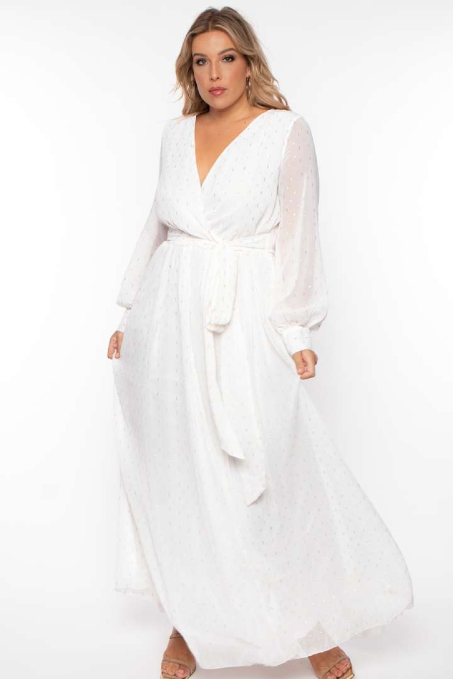 Dresses * | Ricarica Bridal Options Plus Size Greta Chiffon Maxi Dress Ivory