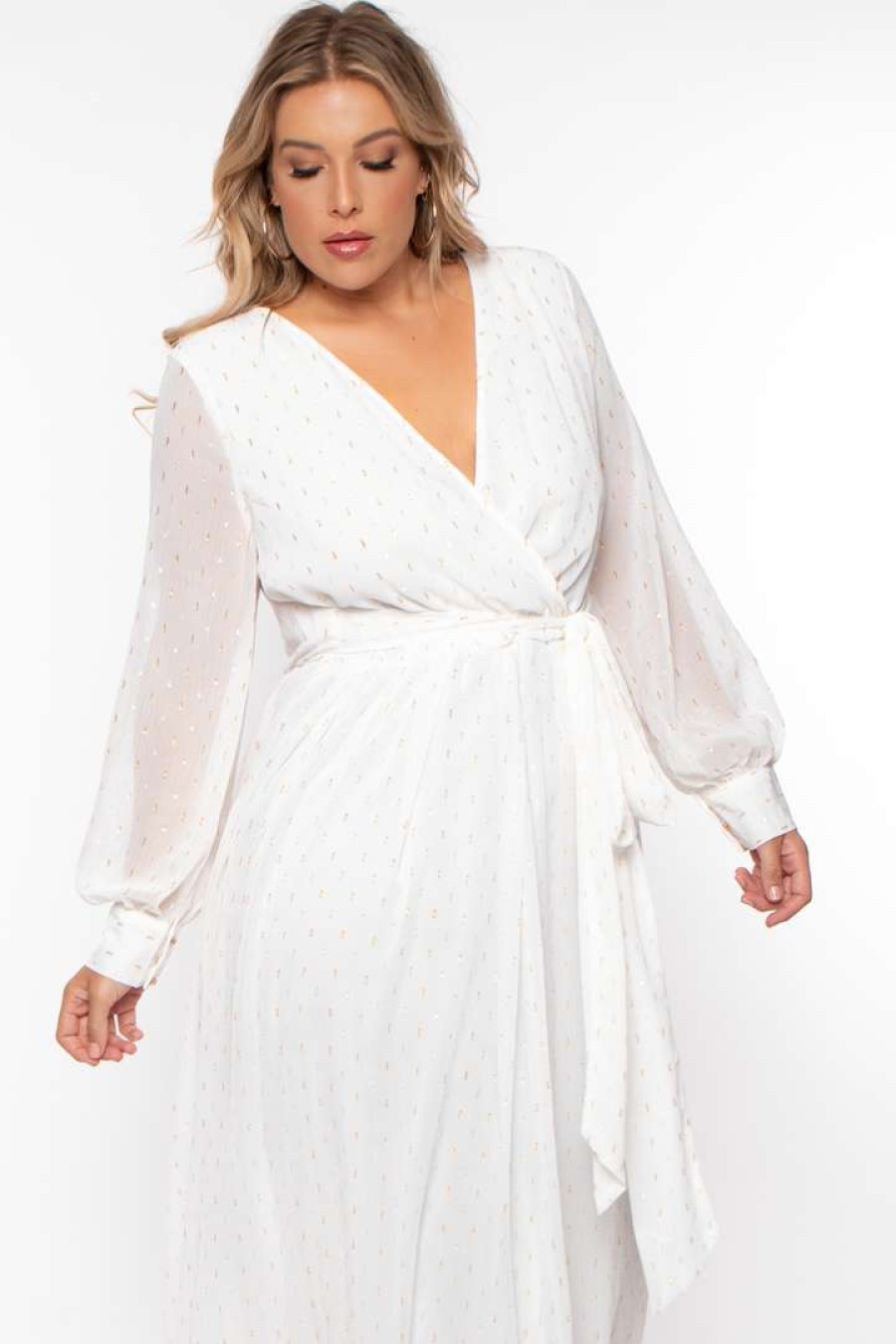 Dresses * | Ricarica Bridal Options Plus Size Greta Chiffon Maxi Dress Ivory