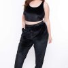 Sets * | Curvy Sense Matching Sets Plus Size Gaby Velour Tank & Jogger Set Black