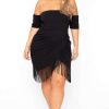 Dresses * | Curvy Sense Party Shop Plus Size Senorita Fringe Dress Black