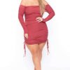 Dresses * | Curvy Sense Dresses Plus Size Zita Bodycon Dress Rust