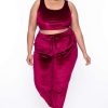 Sets * | Curvy Sense Plus Size Gaby Velour Tank & Jogger Set Matching Sets Burgundy