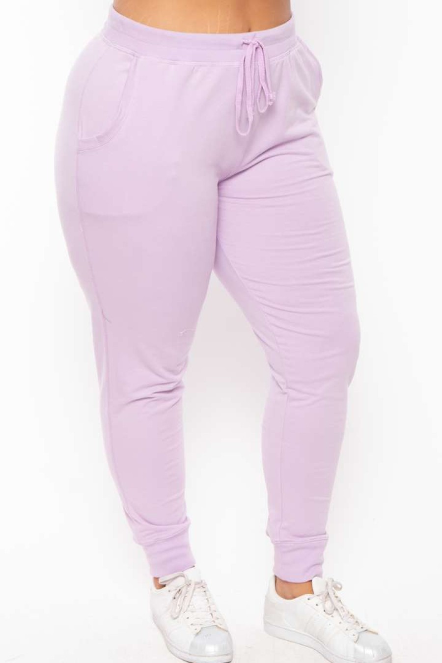 Bottoms * | Ambiance Bottoms Plus Size Sweat Jogger Lavender