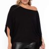 Tops * | Curvy Sense Plus Size Off The Shoulder Top Tops Black