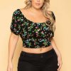 Tops * | Ambiance Plus Size Cassia Floral Top Black