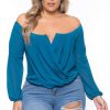 Tops * | Bluebell Plus Size Aryana Cross Over Top Teal