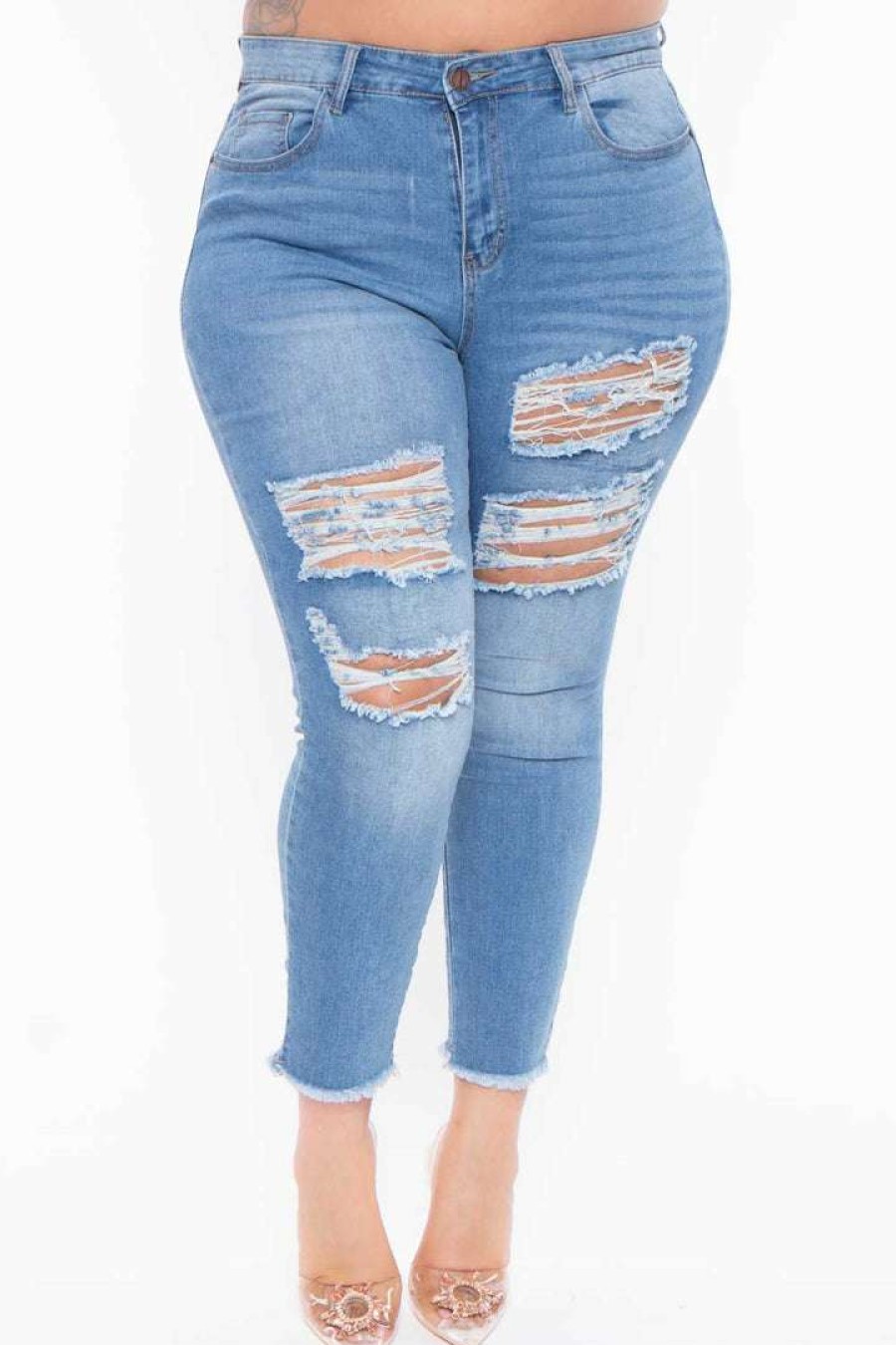 Bottoms * | Plus Size Dollhouse Christina Skinny Jeans Medium Wash Blue