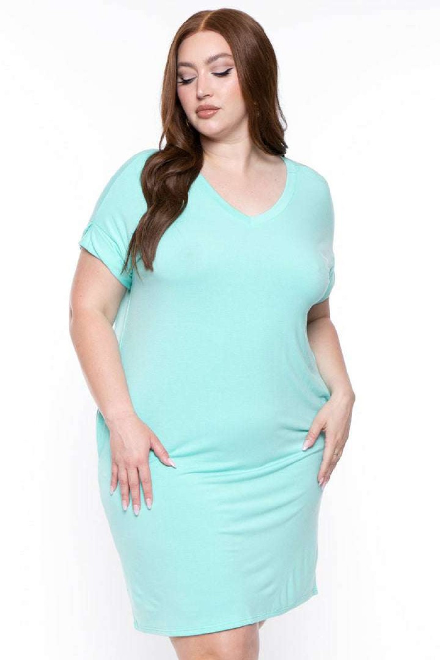 Dresses * | Zenana New Arrivals Plus Size Basic T-Shirt Dress Mint