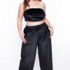 Sets * | Curvy Sense Plus Size Eloise Velour Bandeau & Pant Set Matching Sets Black