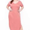 Dresses * | Zenana Dresses Plus Size Maxi T-Shirt Dress Ash Rose