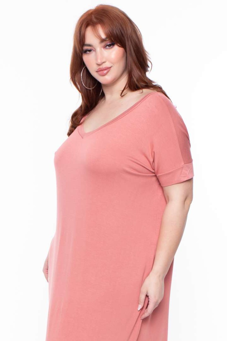 Dresses * | Zenana Dresses Plus Size Maxi T-Shirt Dress Ash Rose