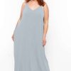 Dresses * | Zenana Dresses Plus Size Cami Strap Maxi Dress Light Grey