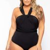 Tops * | Curvy Sense Plus Size Infinity Bodysuit Back In Stock Black