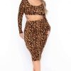 Sets * | Curvy Sense Plus Size Mya Leopard Matching Set Sets Brown