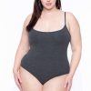 Tops * | Curvy Sense Plus Size Jersey Girl Bodysuit Tops Charcoal