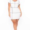 Dresses * | Curvy Sense Plus Size Exposed Seams Block Rib Dress White