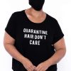 Sets * | Curvy Sense Matching Sets Plus Size Graphic "Hair Dont Care" Tee & Mask Set Black