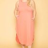 Dresses * | Zenana Plus Size Tank Maxi T-Shirt Dress Coral