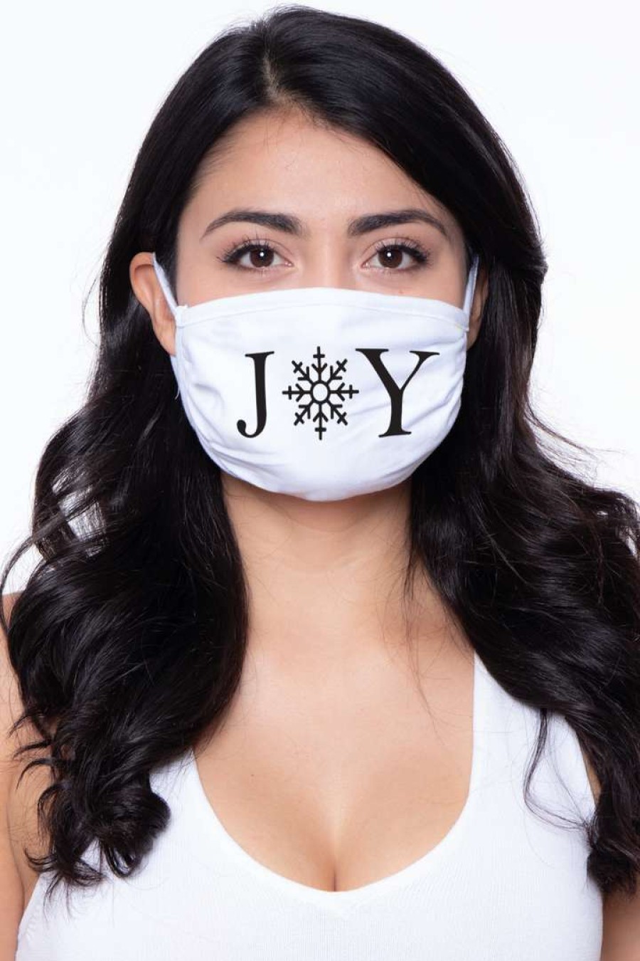 Accessories * | Curvy Sense Washable Christmas Face Mask Joy White