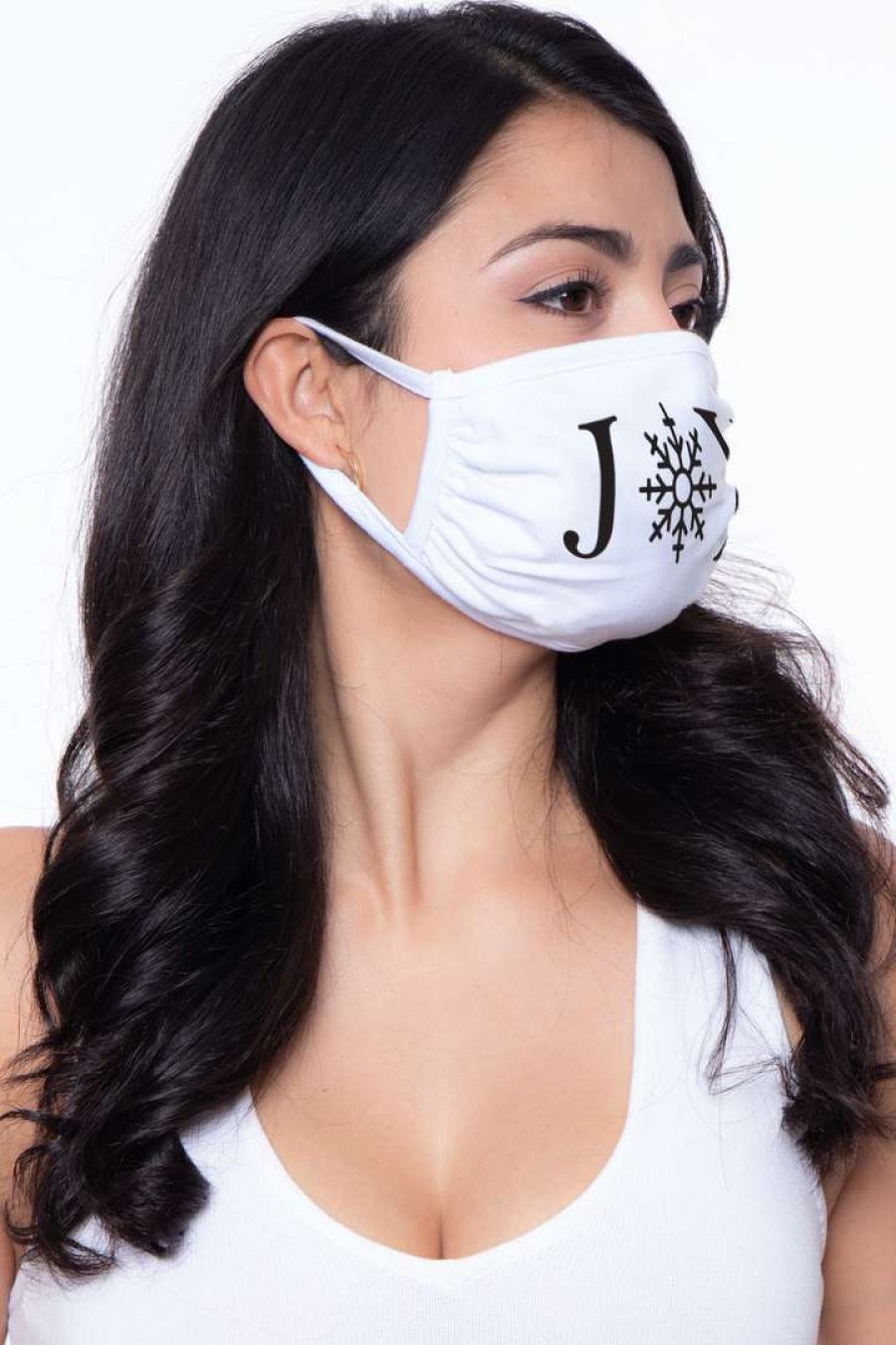 Accessories * | Curvy Sense Washable Christmas Face Mask Joy White