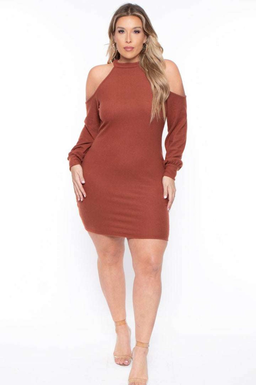 Dresses * | Curvy Sense Plus Size Emerie Dress Rust